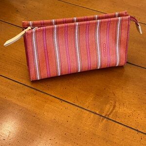 Coach legacy Ticking Stripe Pink and White Cosmetic Bag clutch bag wallet
